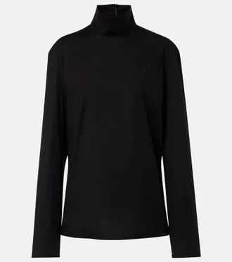 Gucci Cotton-blend poplin turtleneck top