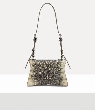 Vivienne Westwood Bianca Small Shoulder Bag Lizard-effect Emboss Charcoal-cream