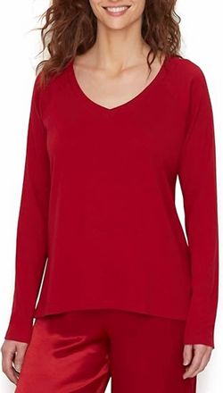 Pj Harlow Frankie V Rib Long-Sleeve Top In Red
