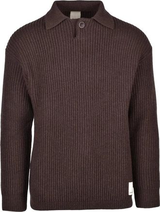 Emporio Armani Ribbed Knit Brown Sweater