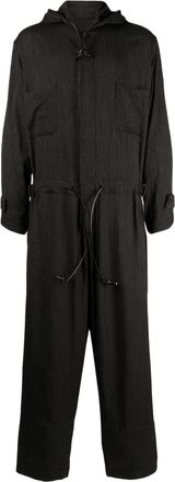 Yohji Yamamoto hooded zip-up jumpsuit - men - Rayon/Polyester - 3 - Black