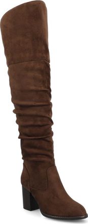 Journee Collection JOURNEE Kaison Ruched Tall Boot in Chocolate at Nordstrom Rack, Size 11 Regular Calf