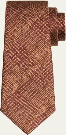 Kiton Mens Graphic Glen Plaid Silk Tie