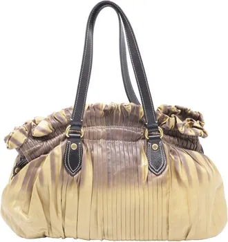 Etro Beige & Brown Leather Pleated Ombre Shoulder Bag (Authentic Pre-Loved)