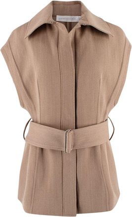 Victoria Beckham Beige Tailored Belted Gilet Size S