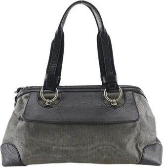 Bottega Veneta Pre-owned Handbags, female, Gray, Size: ONE SIZE Pre-owned Canvas Shoulder Bag