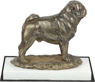 OEM Pug, Carlin - Estatuilla De Perro, Figura Sobre Base Blanca, Trofeo Para Exposici&oacute;n De Perros De Art-dog
