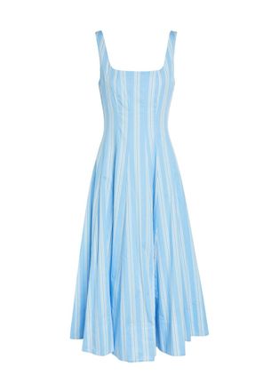 Staud Wells Striped Stretch-cotton Midi Dress - Light Blue - 8 (UK12 / M)