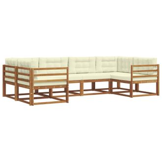 vidaXL Conjunto De Sof&aacute;s De Exterior Con Coj&iacute;n 6 Pcs Natural Y Crema Vidaxl