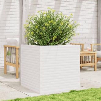 Berkfield Home Beautiful Garden Planter White 70x70x68.5 cm Solid Wood Pine