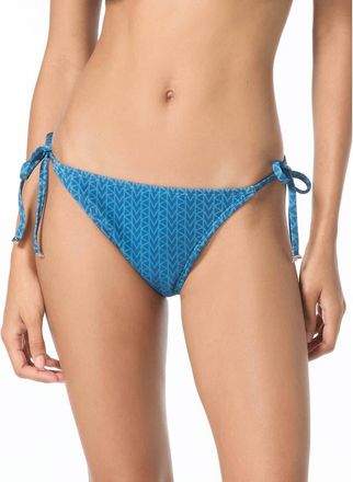 Michael Kors Twill Logo String Tie Bikini Bottom in River Blue at Nordstrom, Size X-Small