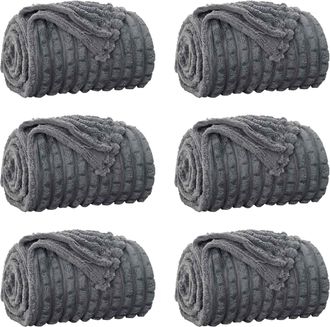 vidaXL Mantitas De Sof&aacute; 6 Uds. Gris Oscuro 150 X 130 Cm 2.75 Kg Lana Vidaxl