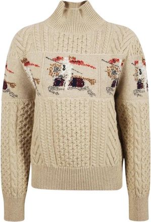 Burberry Edie Aran Gebreide Trui - Dames - Coltruien - Beige - S - Wol - Truien & Vesten