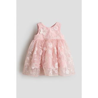 H&M Embroidered Organza Dress in Light Pink/floral at Nordstrom, Size 12M