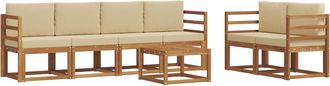 vidaXL Conjunto De Sof&aacute;s De Exterior 7 Uds. Natural Y Beige Vidaxl