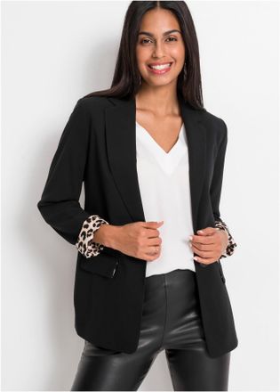 Bonprix Longblazer BONPRIX, Damen, Gr. 38, schwarz, Obermaterial: 65% Polyester, 30% Viskose, 5% Elasthan. Futter: 100% Polyester, festlich, bequem, Blazer Lo