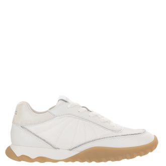 Pinko White Fabric Glitter Panel Sneakers