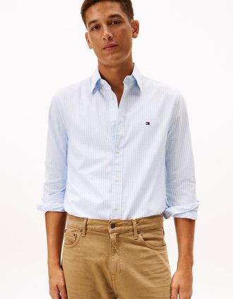 Tommy Hilfiger Mens Tommy Hilfiger Flex Poplin Big Gingham Mens Shirt - Sweet Blue/Check - Size: 42/Regular