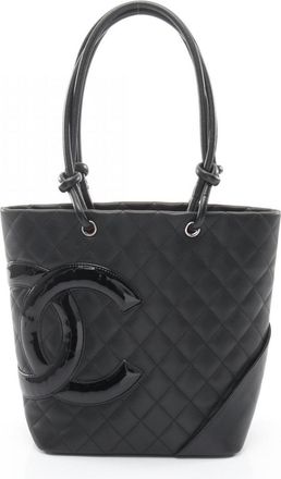 Chanel Black Patent Leather Leather Handbag Tote Bag (Pre-Owned)