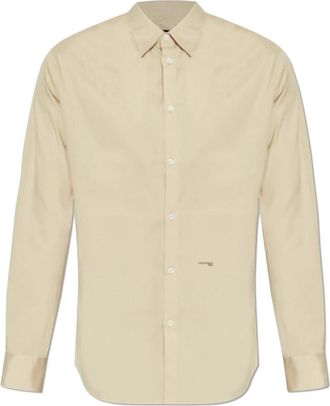 Dsquared2 Shirt met Logo - Heren - Casual Overhemden - Beige - XL - Katoen - Overhemden