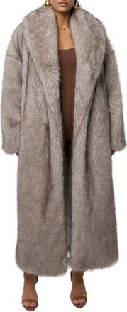 JLUXLABEL Aspen Days Faux Fur Coat in Ivory/brown at Nordstrom, Size Large