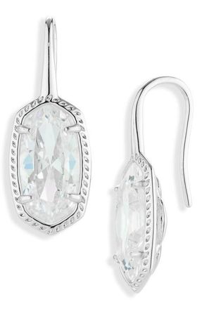 Kendra Scott Lee Luxe Drop Earrings in Silver White Cubic Zirconia at Nordstrom
