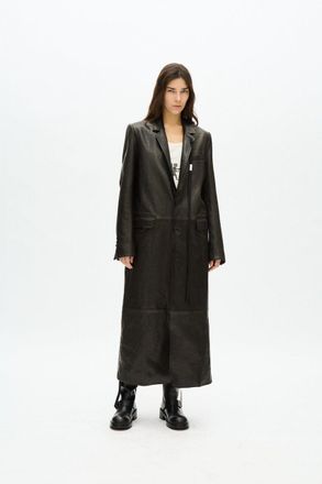 Ann Demeulemeester Virva Straight Tailored Coat Vintage Lux Grained l