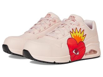 Skechers Ricardo Cavolo Uno SR - Taun Comp Toe Womens Work Boots Pink : 8 M, Rubber/Suede