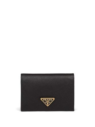 Prada Saffiano logo wallet - women - Calf Leather/Metal - One Size - Black