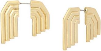AllSaints Tube Front/Back Earrings in Vintage Gold at Nordstrom