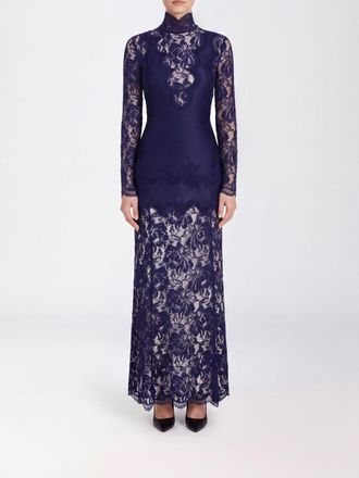 Paco Rabanne High-Neck Long Lace Sheath Dress