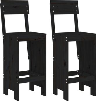 vidaXL Taburetes De Cocina 2 Uds Madera De Pino Negro 40x48,5x115,5 Cm Vidaxl