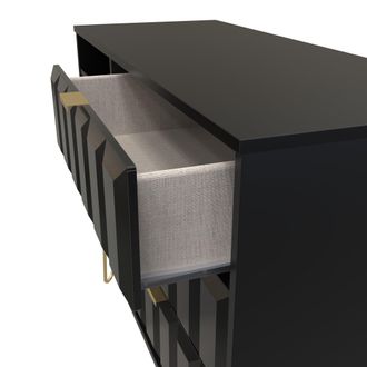 Welcome Furniture Hanover Ready Assembled 3 Drawer TV Unit in Deep Black & Black Matt - Welcome Furniture | TJ Hughes