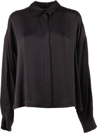 PESERICO Black Blouse Boxy Collar Blouse
