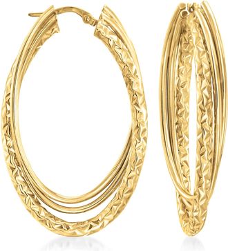 Ross-Simons Italian 14kt Yellow Gold Triple Hoop Earrings