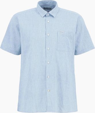 Barbour Mens Barbour Nelson Linen Short Sleeve Shirt - Grey - Size: Regular/40
