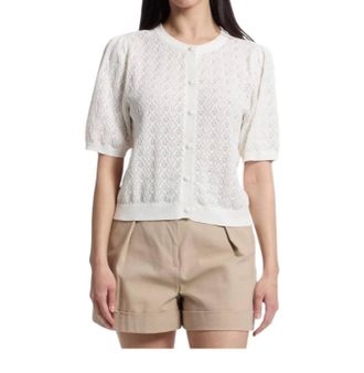 Lilla P Pointelle Cardigan In White