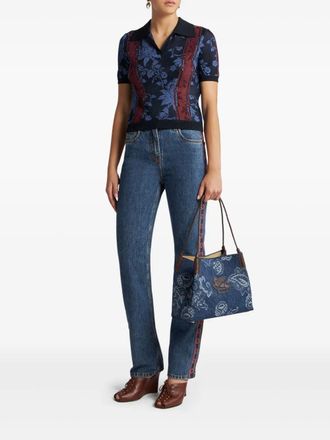 Etro Etro Womens Side Applique Jeans - Medium Blue Cotton - Size 27 (Waist)