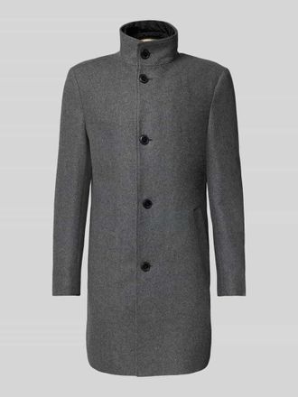 HUGO BOSS Slim Fit Wollmantel aus Woll-Mix Modell HYDE in Mittelgrau, Gr&ouml;&szlig;e 48