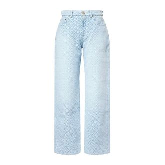 Casablanca Straight Jeans, female, Blue, Size: W24 Monogram Denim Jeans
