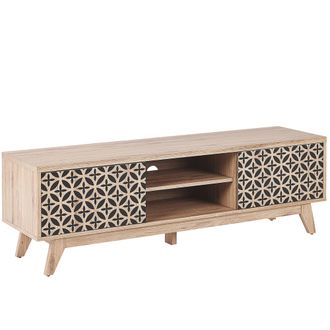 Beliani Beliani - Mueble Tv Madera Clara Mdf Dise&ntilde;o Puertas Sala De Estar Orificio Para Gesti&oacute;n De Cables Prescot