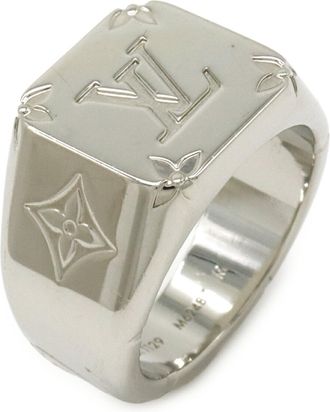 Louis Vuitton Silver Metal Band Ring (Pre-Owned)