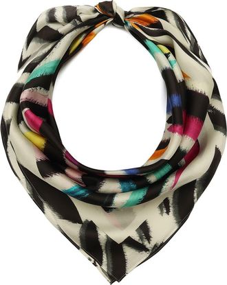 Kurt Geiger Rainbow Zebra Silk Square Scarf in White/Rainbow at Nordstrom