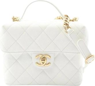 Chanel Pre-owned Quilted Caviar Leather Satchel - Dames - Vintage Handtas - Wit - ONE Size - Leer - Vintage
