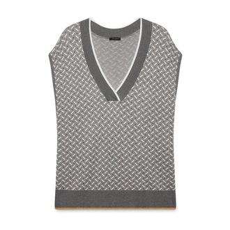 Fiorella Rubino Chaleco de punto con cuello en V y estampado jacquard - Knitwear - Mujer - Gris - XL