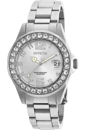 Invicta Pro Diver 21396 Dames Horloge - Quartz Uurwerk - Roestvrij Staal met zilveren Wijzerplaat - 38mm