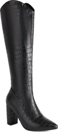 Generic Womens Winter Knee High Boots with Back Zipper Fashion Plaid Pattern Wide Calf Casual Office Party Dress Shoes (Black,5.5)