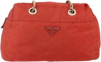 Prada Pre-owned Shoulder Bags, female, Orange, Size: ONE SIZE Pre-owned Vintage Nylon Shoulder Bag