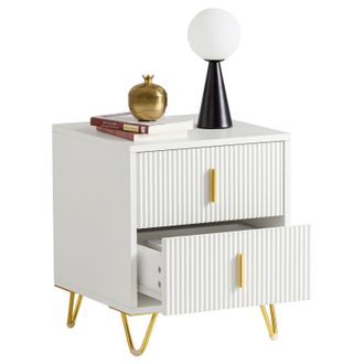 SoBuy Sobuy - Mesa Auxiliar Mesita De Nocher Mobiliario De Sal&oacute;n Moderno Con 2 Cajones L40xp40xh47 Cm Fbt115-w Es