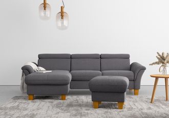 HOME AFFAIRE Ecksofa »Lindgren L-Form« wahlweise mit Bett mit klappbaren Rollen, Kasten und Kopfverstellung